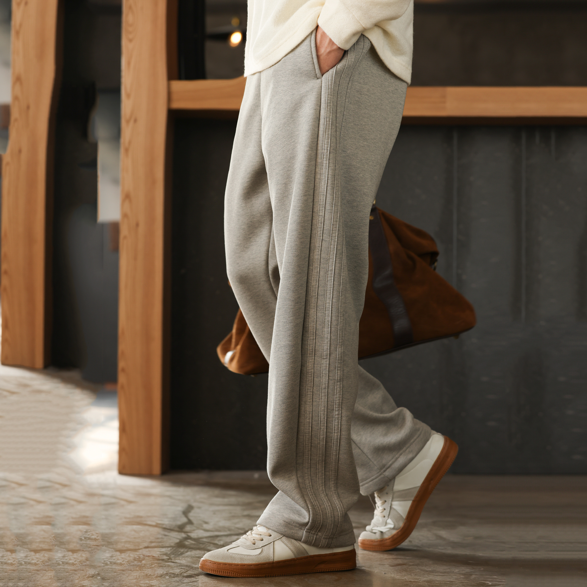 American Heavyweight Wheat Ear Cotton Small Curved Knife Men'S Warm Sports Sweatpants