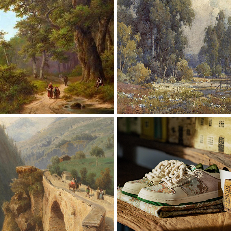 Maden Secret Forest Oil Painting Board Shoes Breathable Thick Sole Sports and Casual Trendy Shoes