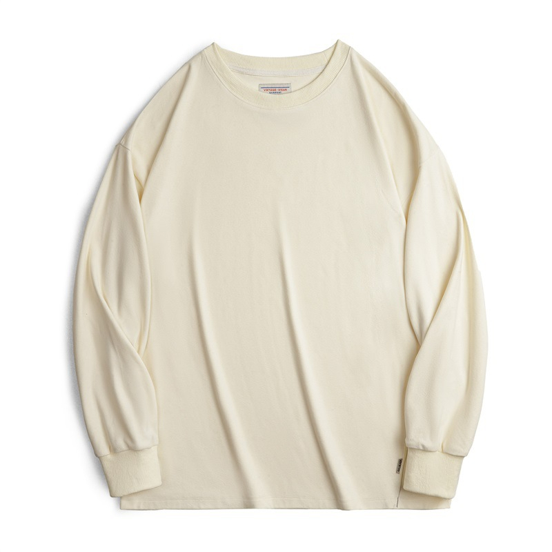 Maden double-sided brushed imitation German velvet long sleeved T-shirt basic loose round neck warm top