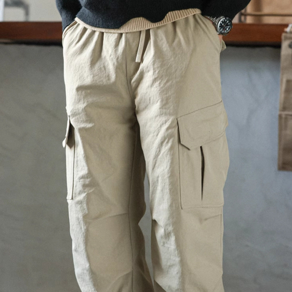 winter outdoor workwear down pants men's warm sports side pocket design American casual long pants