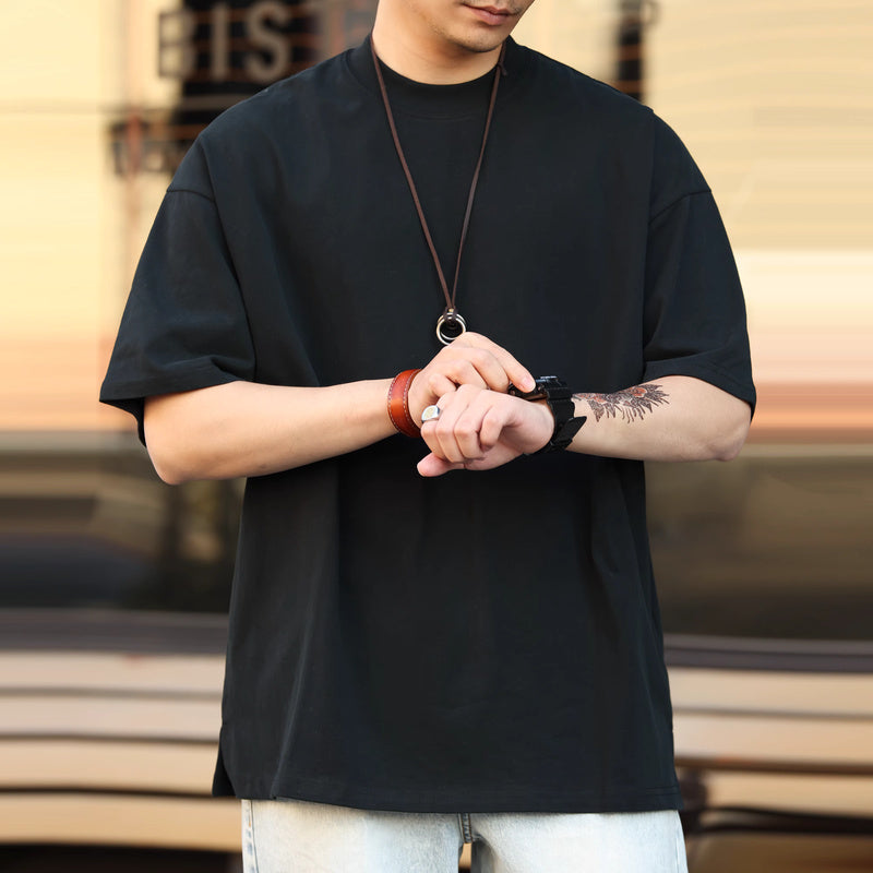 American style 230g men's loose casual wrinkle resistant short sleeved T-shirt