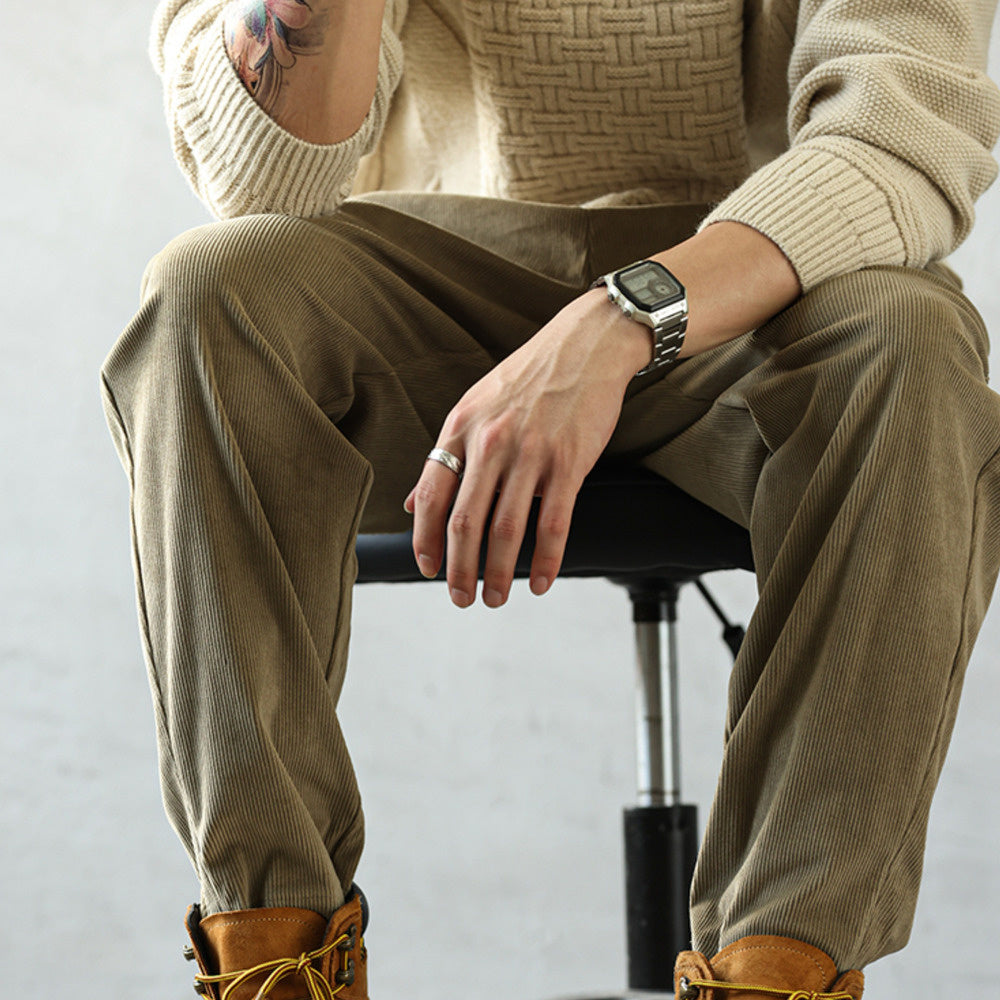 Heavyweight Corduroy Casual Pants Loose Padded Hundred Khaki Small Tapered Pants