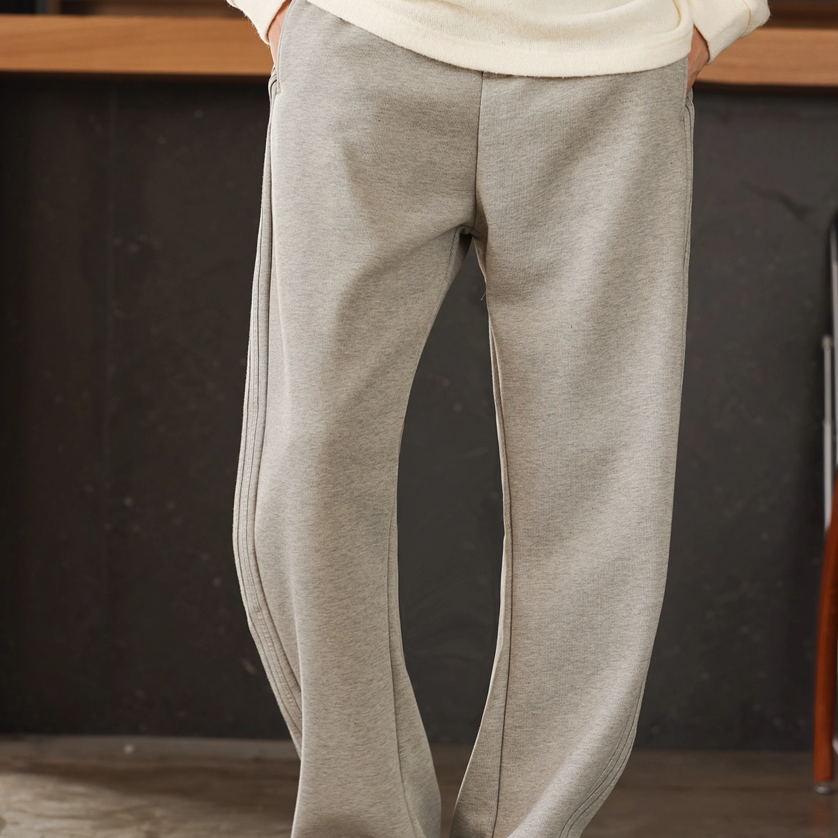 American Heavyweight Wheat Ear Cotton Small Curved Knife Men'S Warm Sports Sweatpants