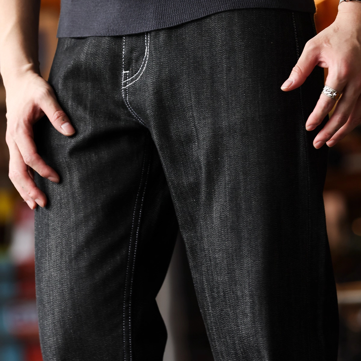 American Retro Silver Thread Men's 14oz Heavy-Duty Embroidered Straight Denim Jeans