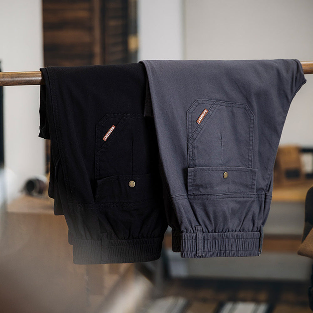 American retro men's spring new loose elastic straight leg casual pants