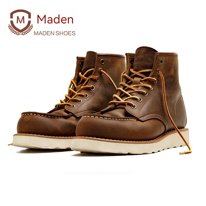 Maden Retro 875 work boots, trendy crazy horse leather high cut genuine leather Martin boots