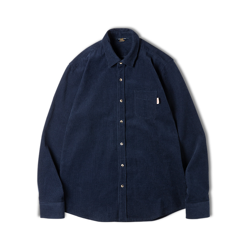 Maden Casual Long Sleeve Shirt Corduroy Bandage Dress Outerwear Coat Corduroy Shirt