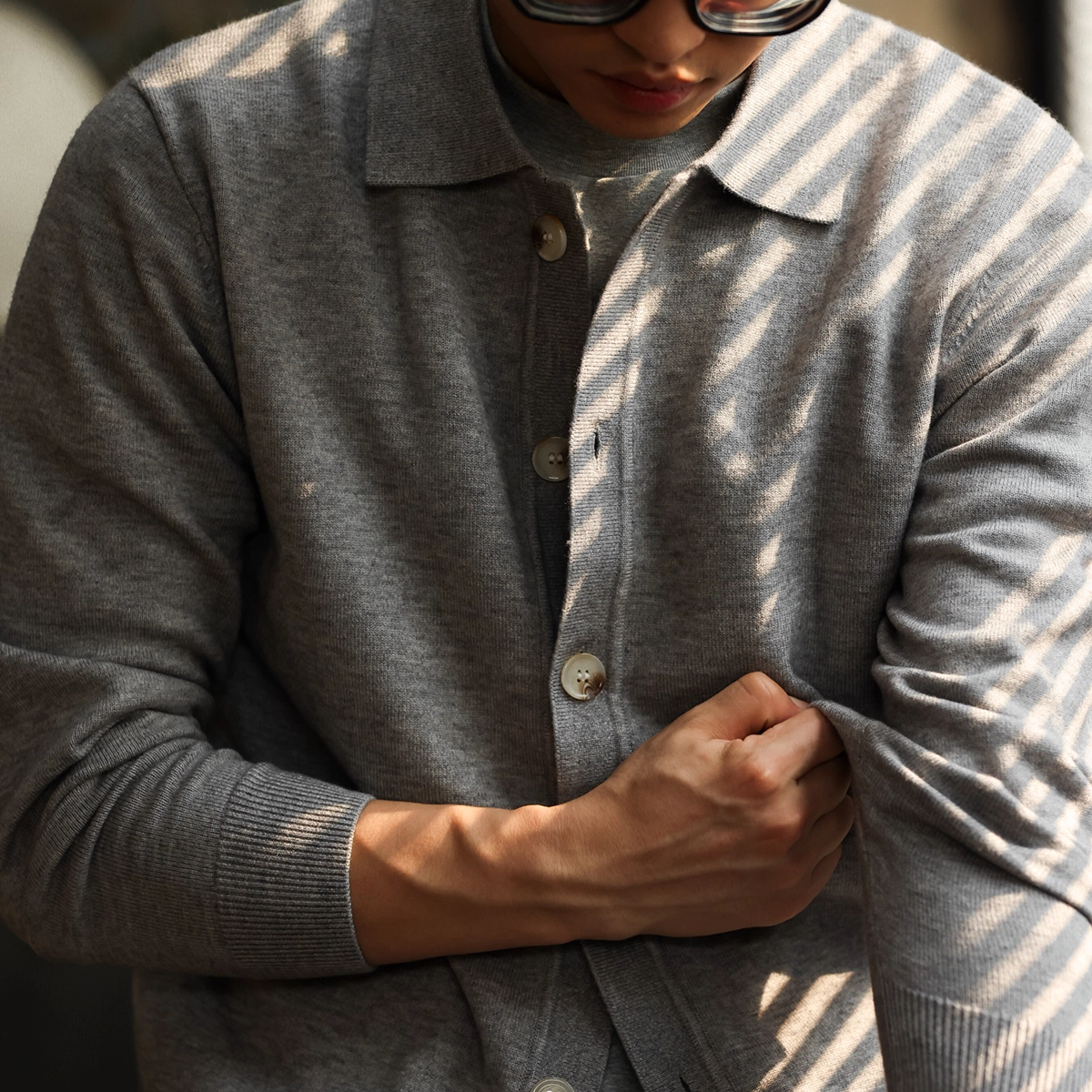 American Casual Knitted Cardigan Men's 12 Needle Single Breasted Lapel Thin Sweater Jacket