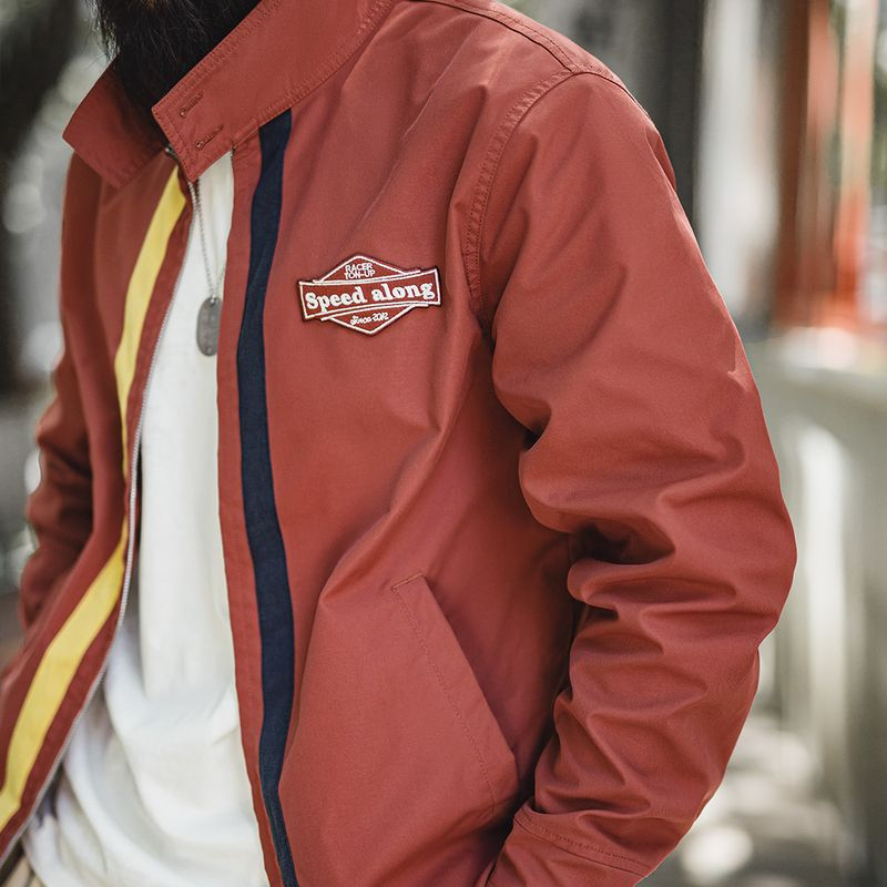 Maden Vintage 60S Clash Racing Jacket IVY Standing Collar Athletic Casual Zipper Jacket