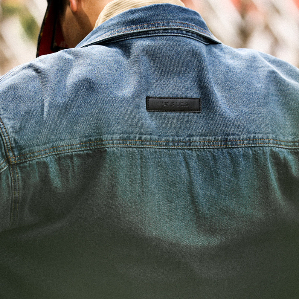 Cowboy shirt men's loose contrasting pocket design, high-end long sleeved jacket jacket