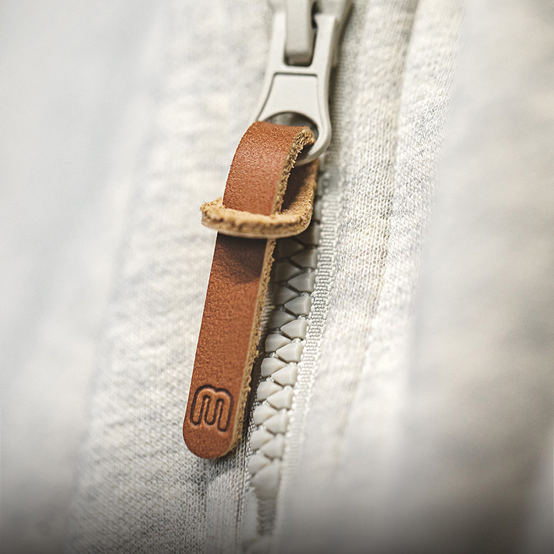 Maden Casual Snowflake Grey Hoodie Heavyweight Plush Zipper Sports Cardigan Coat