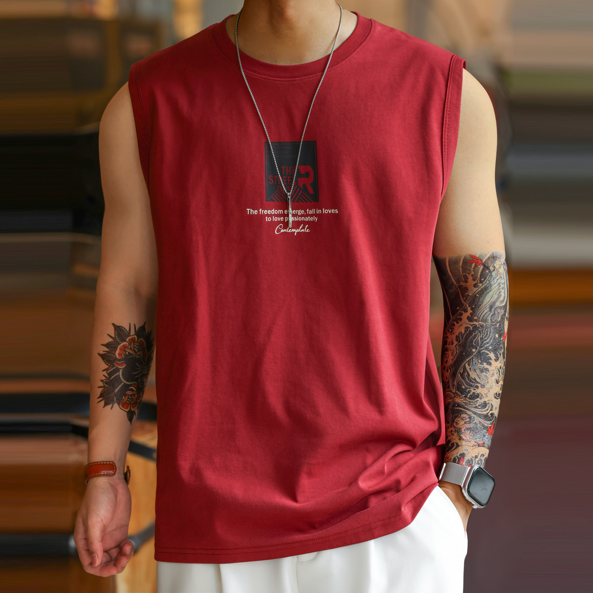 American casual men's summer printed cool sports vest