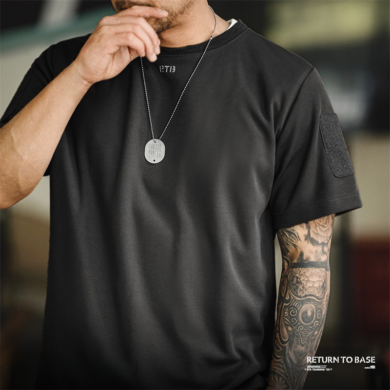 Maden casual honeycomb texture short sleeved T-shirt basic breathable sweat wicking training top