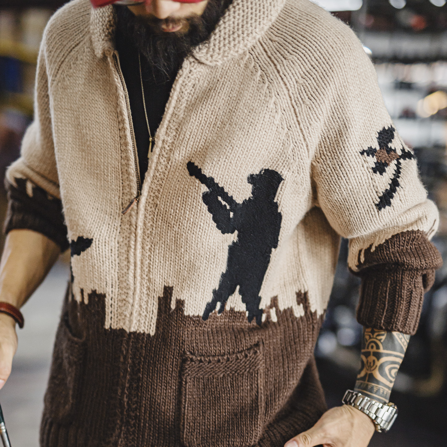 American Retro Embroidered Green Fruit Collar Vintage Style Sweater Jacket