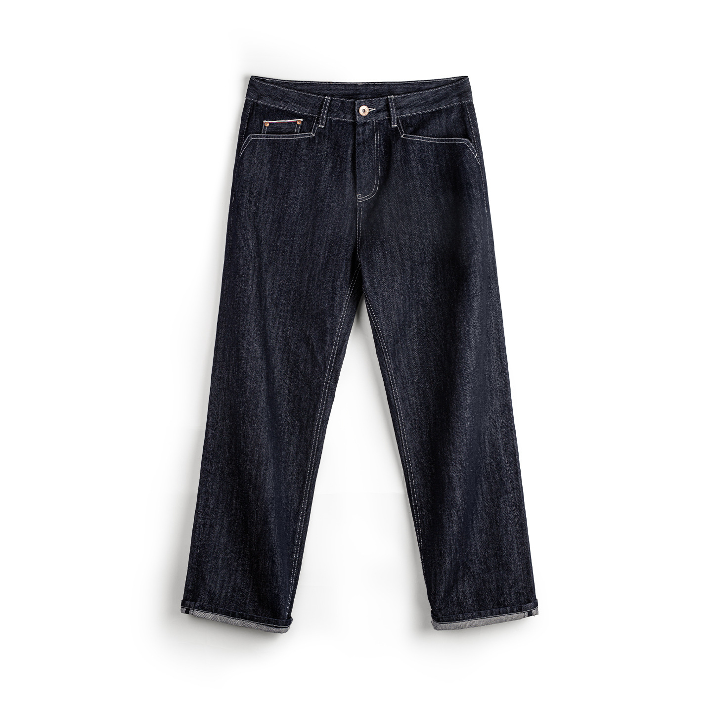 American Retro Original Cowhide Washed Straight Denim Casual Jeans