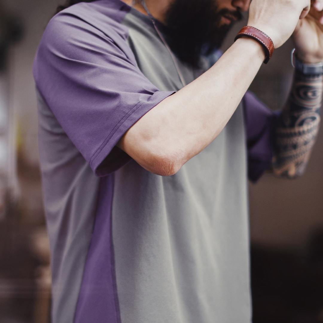 Summer American retro contrasting color men's quick drying running sports T-shirt