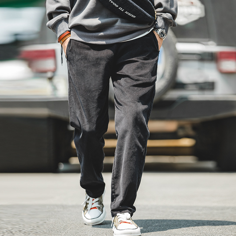 Maden American style antique casual pants, corduroy pants, straight leg wide leg loose pants