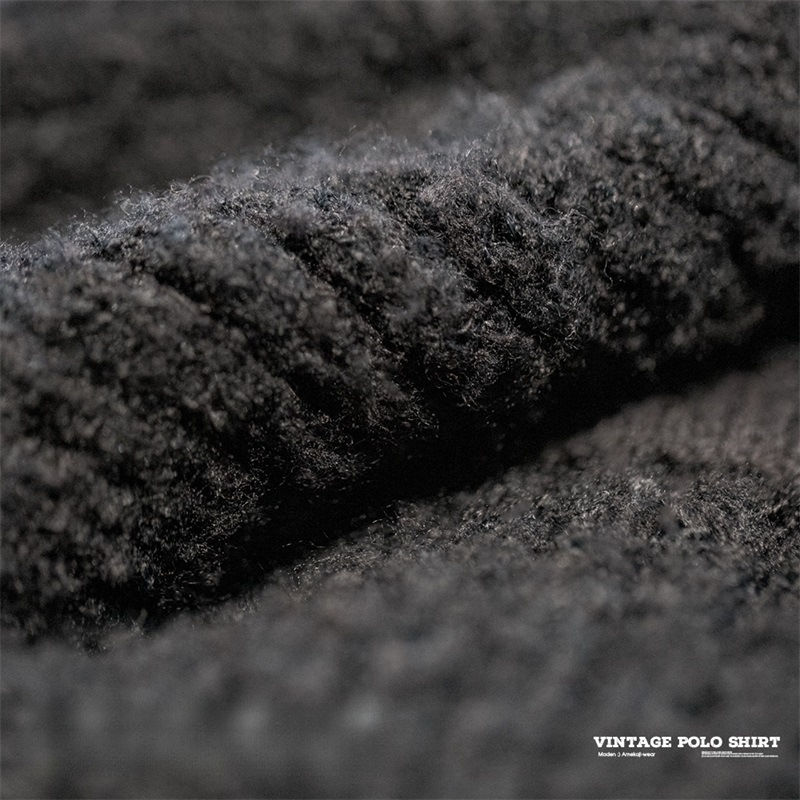 MADEN Retro Heavy Knitwear Polo Lapel Thermal Head Cover Thick Sweater