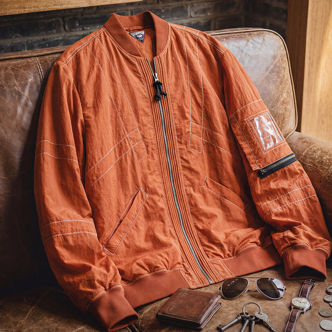 American Thin Men'S Red Bomber Pilot Jacket