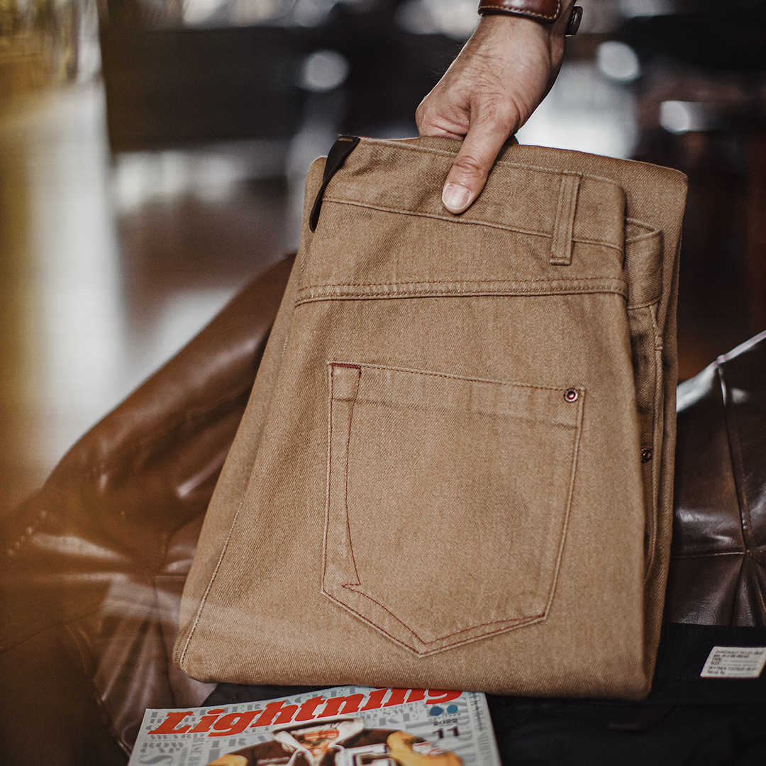 American Retro Khaki Maillard Straight Leg Casual Jeans