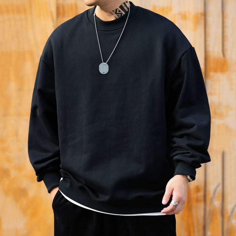 Leisure 480g round neck sweatshirt men's looped bottom pure cotton vintage sports top