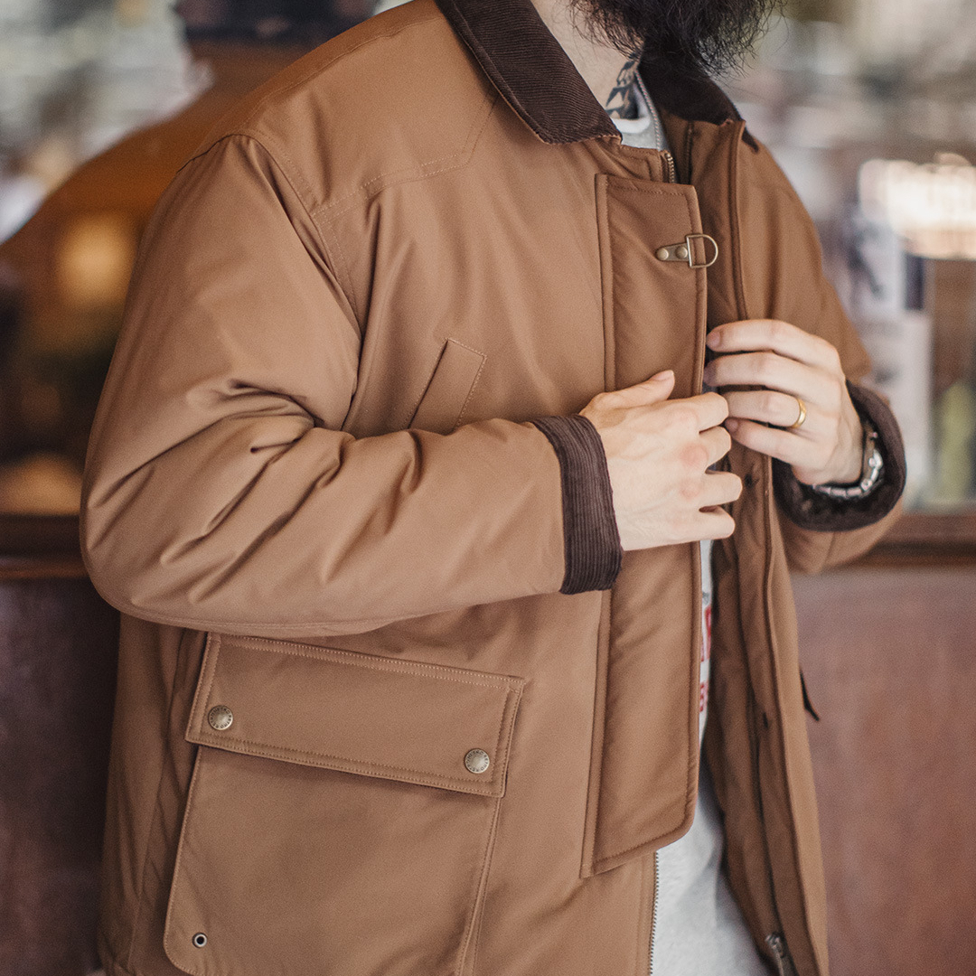 American Retro Coffee Colored Hunting Suit Corduroy Patchwork Barn Style Jacket