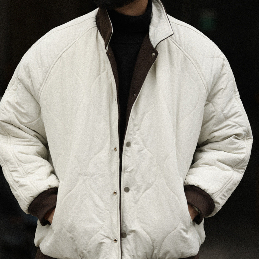 Vintage gallery type two sides wear lapel diffractive sewing warm casual baseball coat jacket