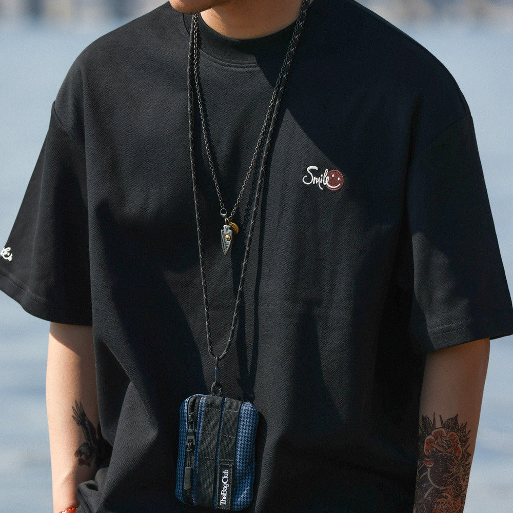 American casual 230g cotton men's embroidered round neck short sleeved T-shirt