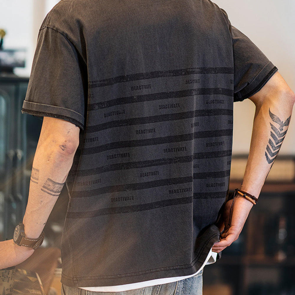 American striped printed men's summer pure cotton retro polo shirt