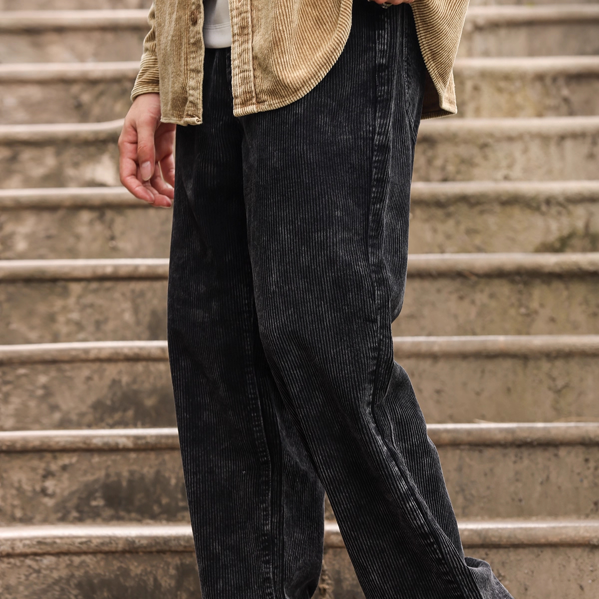 American Retro Corduroy Men'S Loose Washable Vibe Vibe Straight Leg Casual Jeans