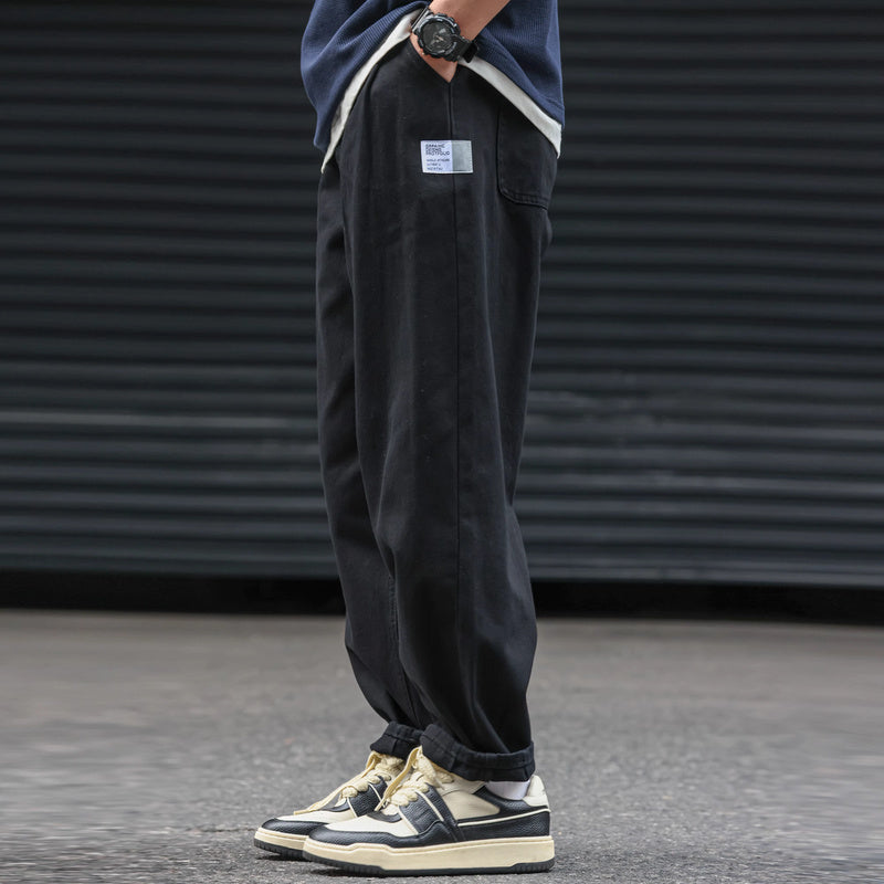 Japanese retro sports drape men's loose Vibe straight leg pants