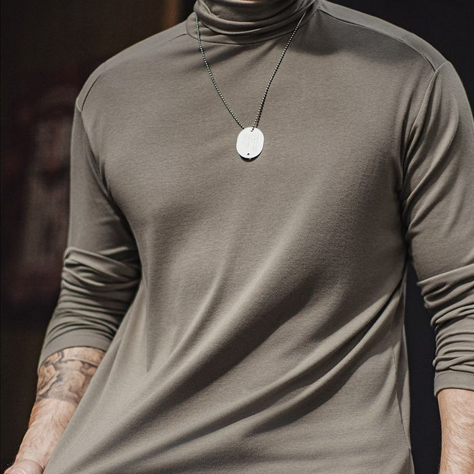 Old Money Style Men's Casual Antibacterial Half High Collar Warm Long Sleeve T-shirt