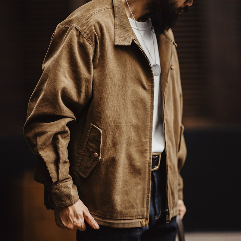 Maden Retro Corduroy Harrington G9 Jacket Amikage Stand up Collar Casual Jacket