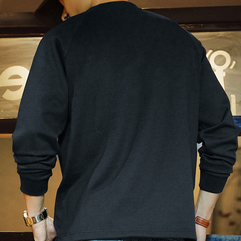 American Retro Black Half Zipper Men'S 2025 Autumn New Long Sleeved T-Shirt