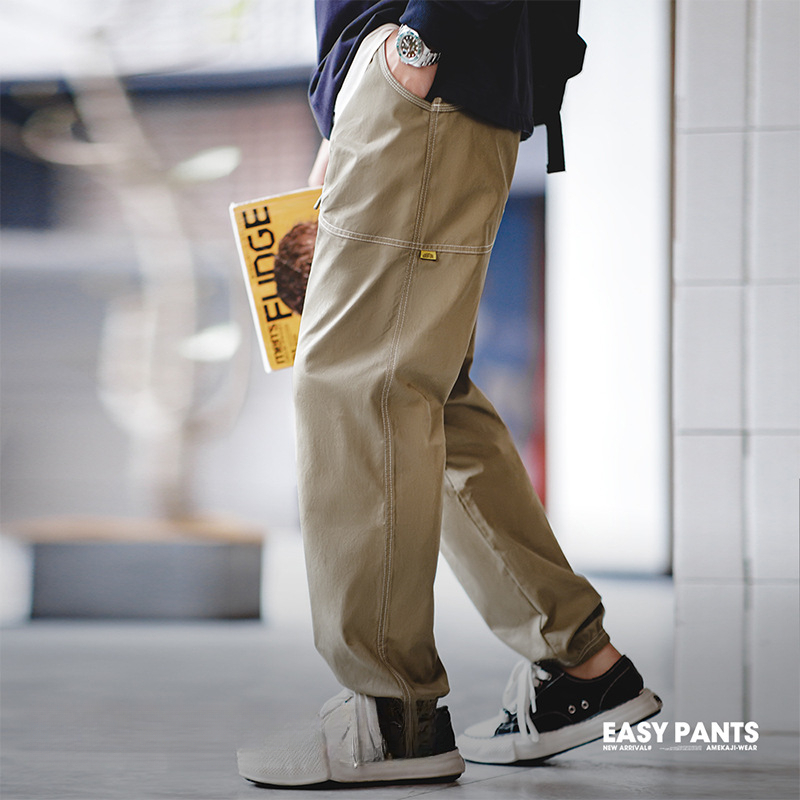 Maden Casual Collection Mingxian Tie Feet Pants Design Sense Cityboy Straight Leg Casual Pants