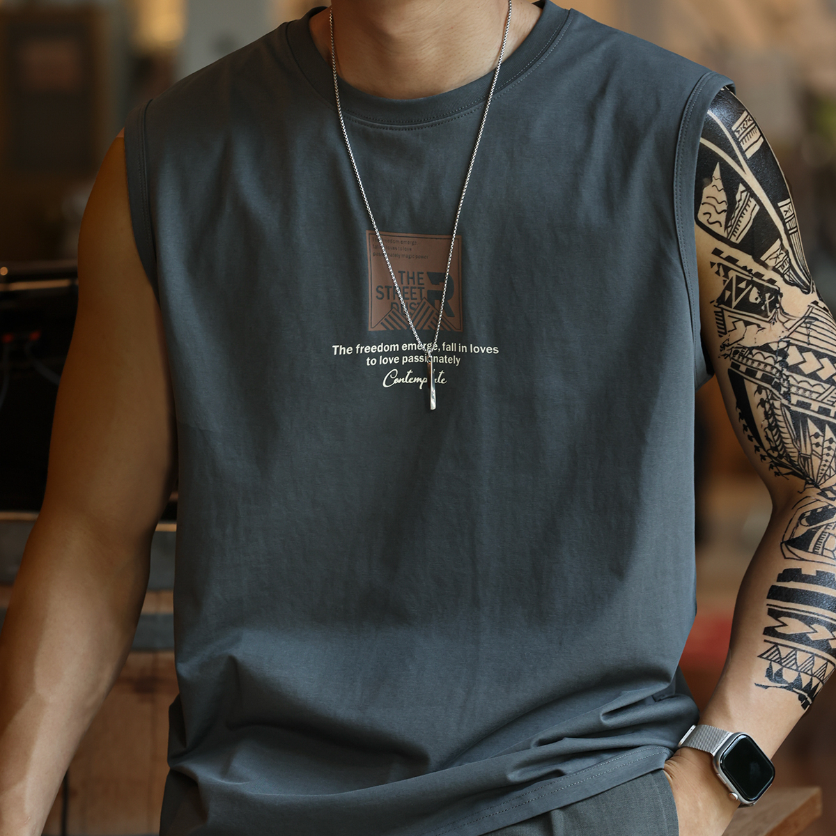 American casual men's summer printed cool sports vest