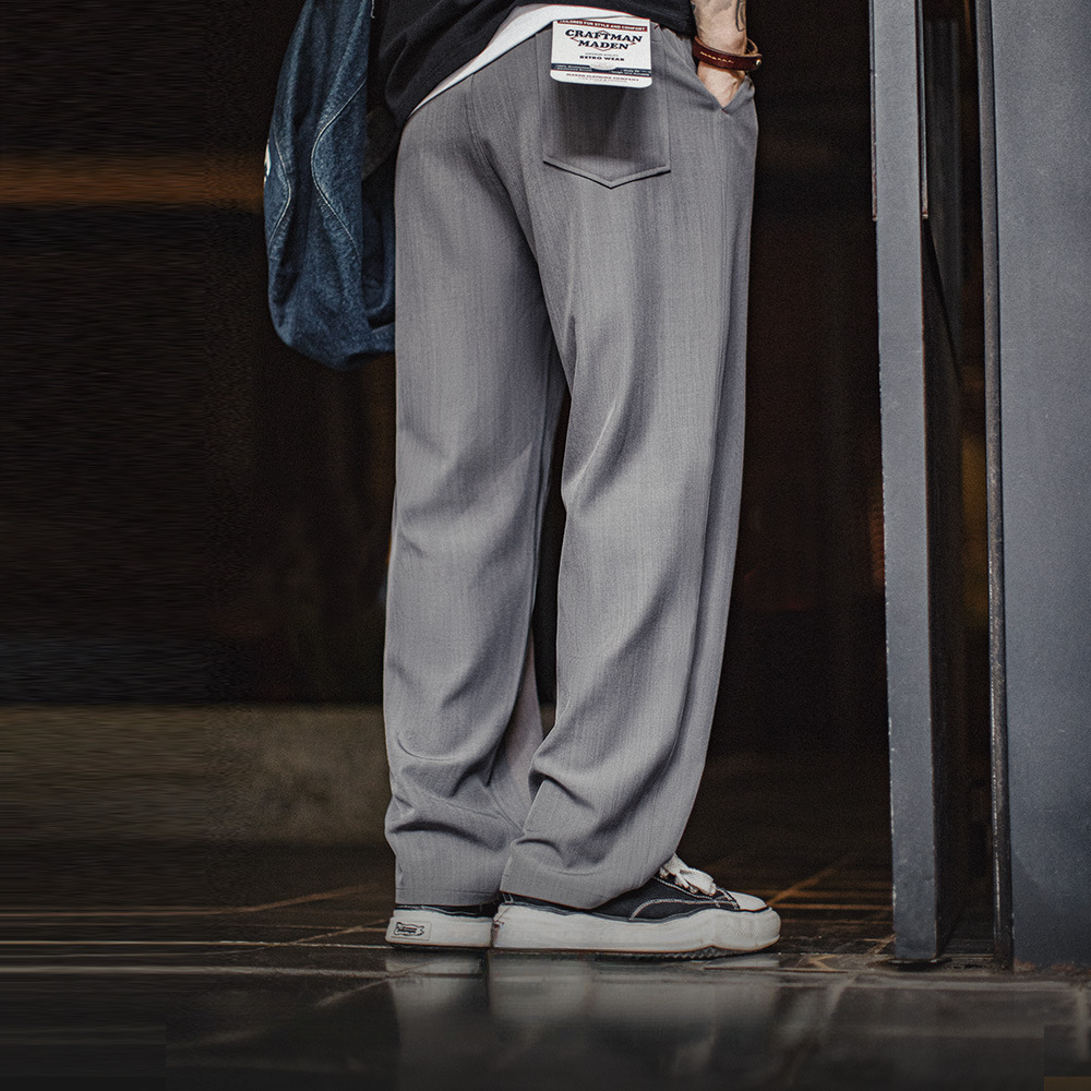 American casual cleanfit vintage grey commuting thin pants