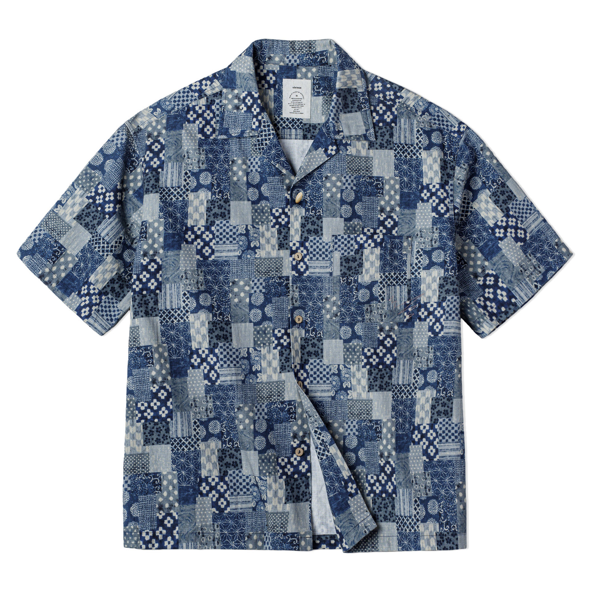 American Retro Boro Vintage Printed Short Sleeved Shirt