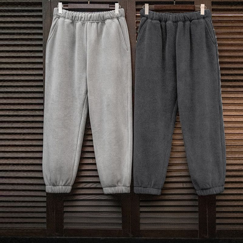 Maden double-sided shaker fleece drawstring sweatpants padded warm sports leisure straight pants