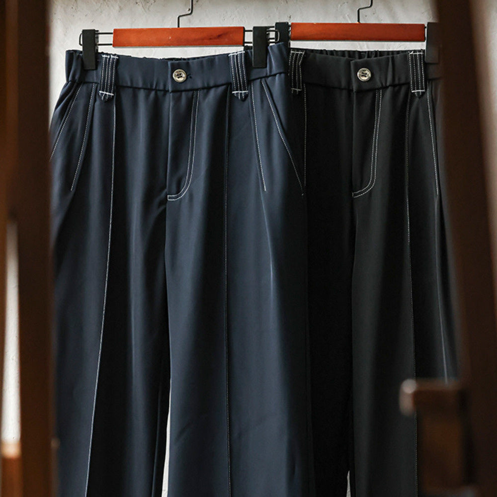 Casual Draped Straight Western Pants Niche Wanted Bright Line Commuter Premium Sense Wide Leg Trousers