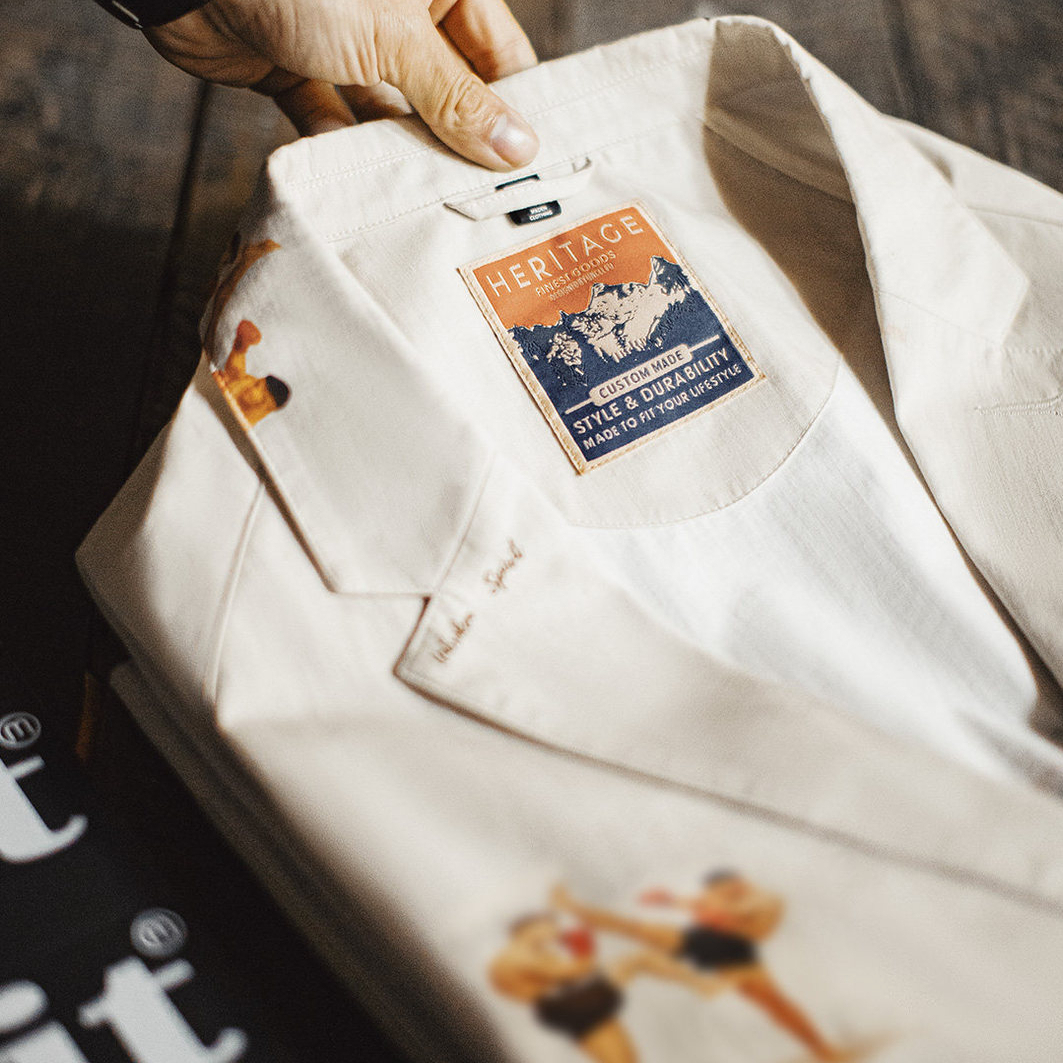 American Casual Flat Collar White Printed Pure Cotton Long Sleeved Shirt