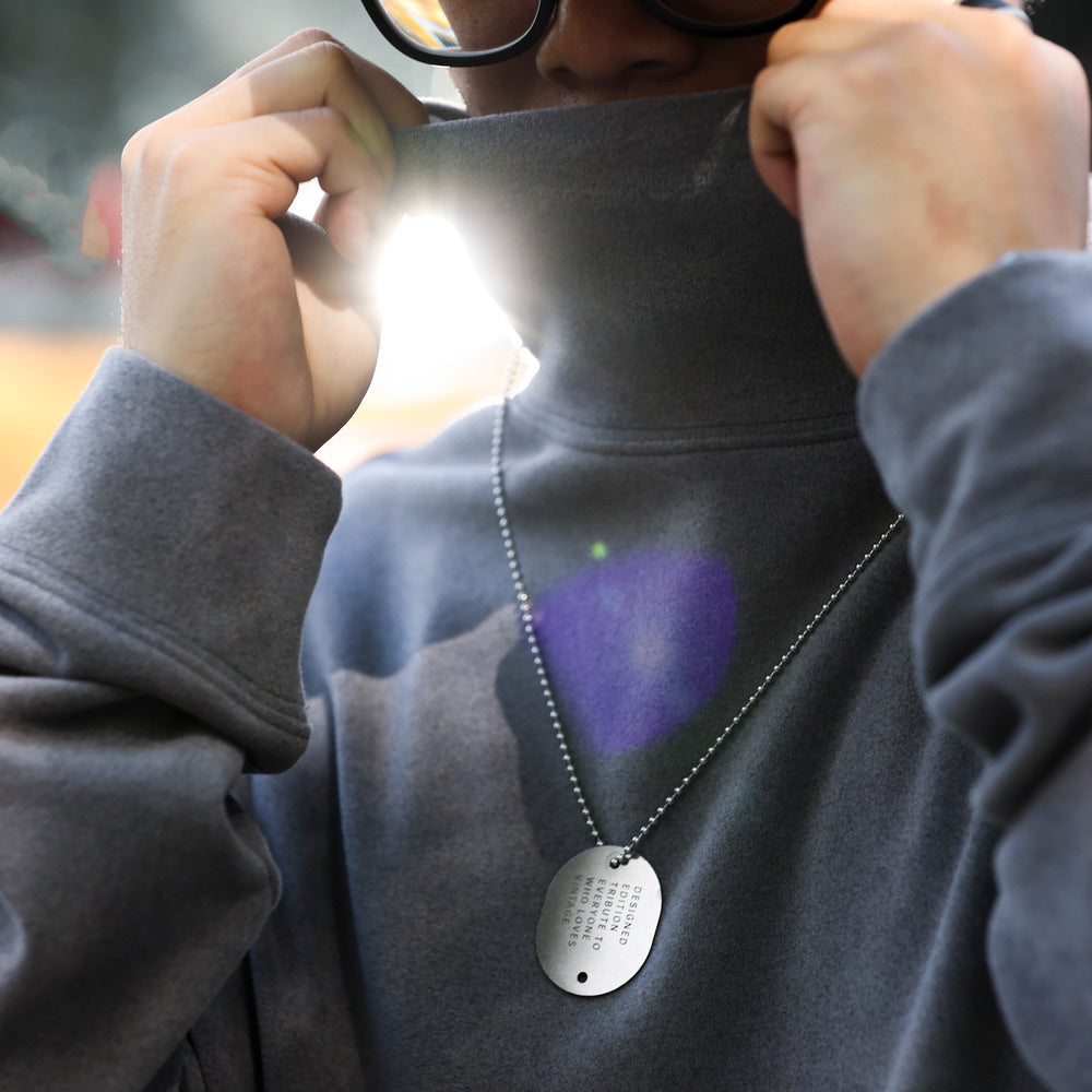 Double sided one-piece Australian fleece high neck base shirt 300g brushed casual long sleeved T-shirt