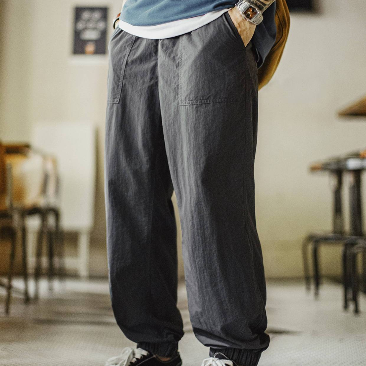 American Casual Men's Waterproof Thin Commuting Leg Tied Pants