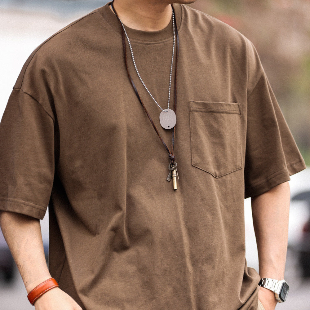 American retro 280g pure cotton M7 workwear pocket casual T-shirt