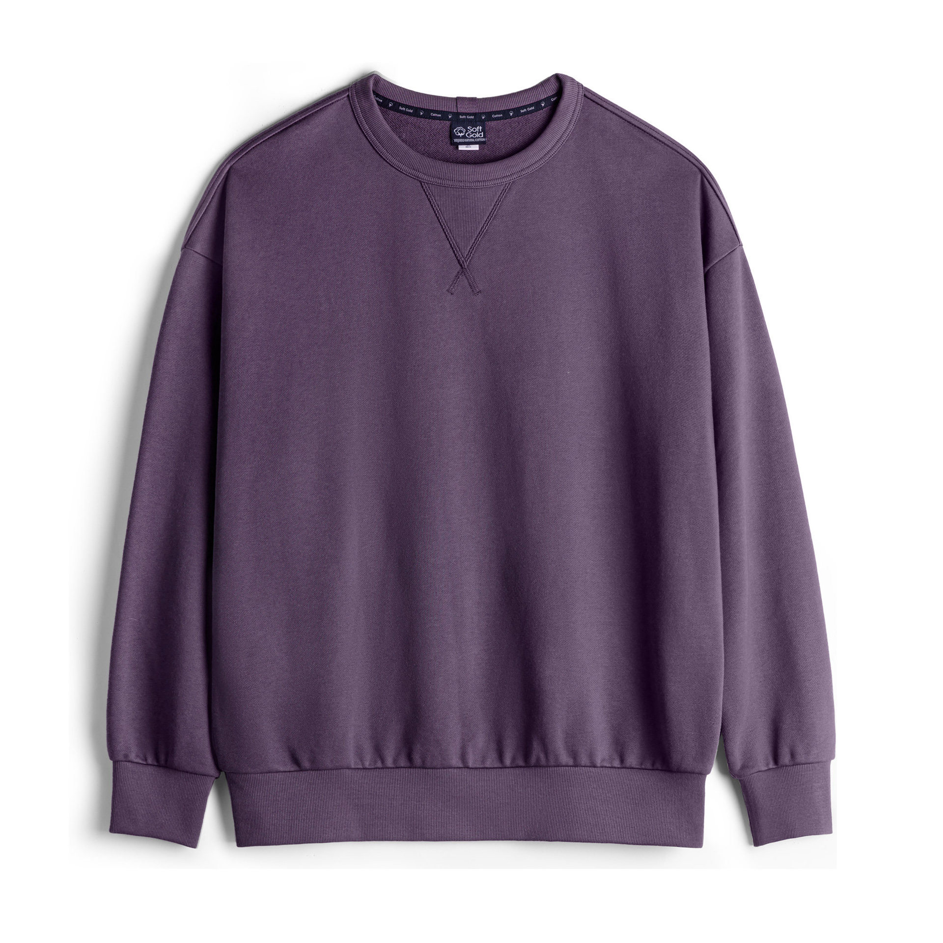 American Purple Round Neck Pullover Loose Long Sleeved T-Shirt