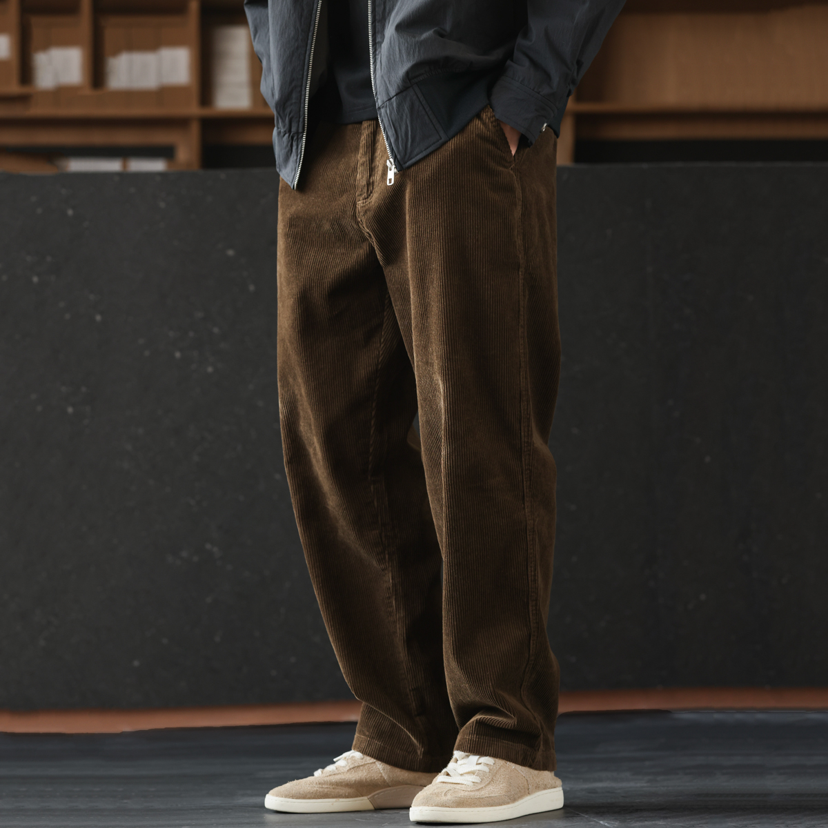 American Retro 300g Heavyweight Corduroy Barn Style Thick Straight Leg Casual Pants