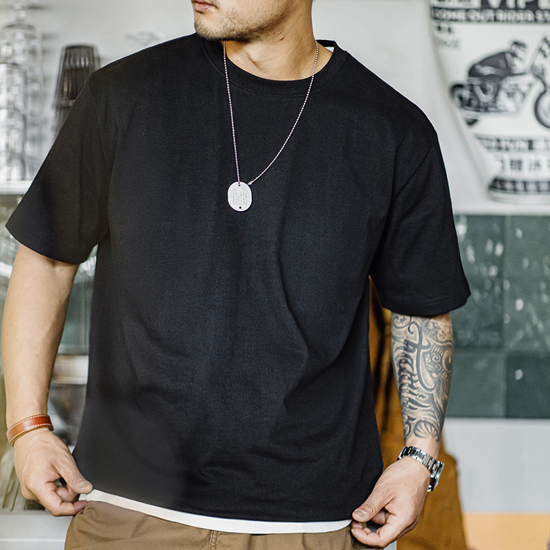 Maden Vintage Dragon Heavy Industry Embroidered T-Shirt Yokosuka Heavy Duty Cotton Short Sleeved Tee