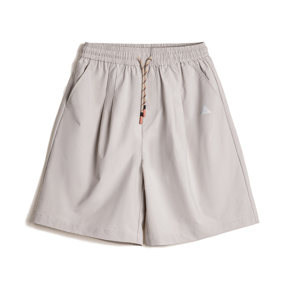 Mountain style outdoor elastic waist straight woven thin drawstring shorts