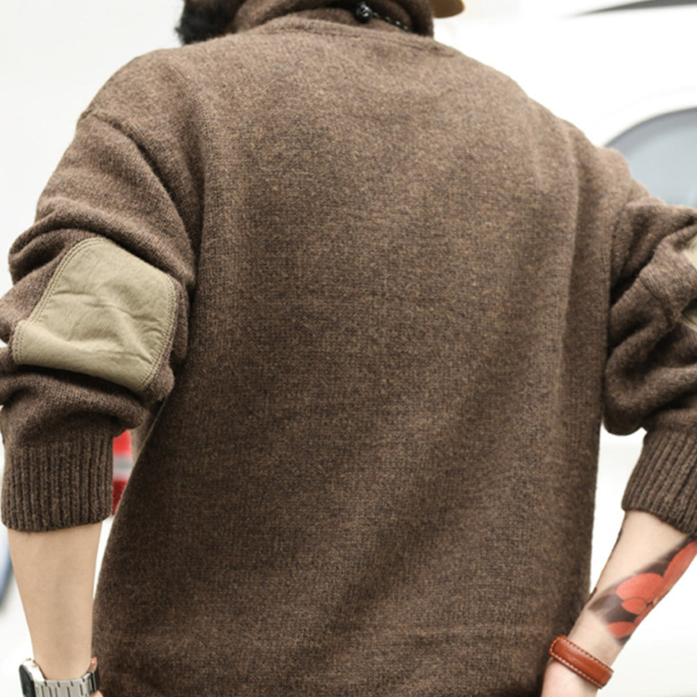 BGYO American high neck wool sweater men's thick lazy style knitted long sleeved base coat winter