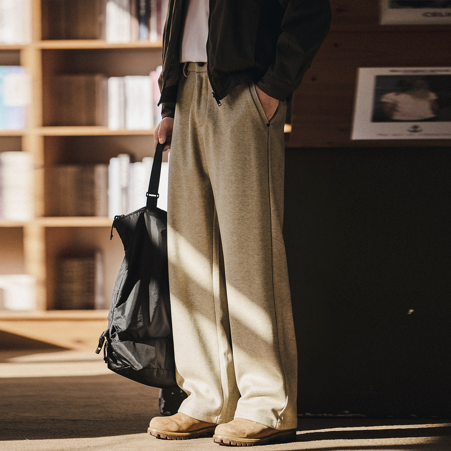 Old Money Style Men'S Autumn And Winter Loose Straight Sports Casual Pants